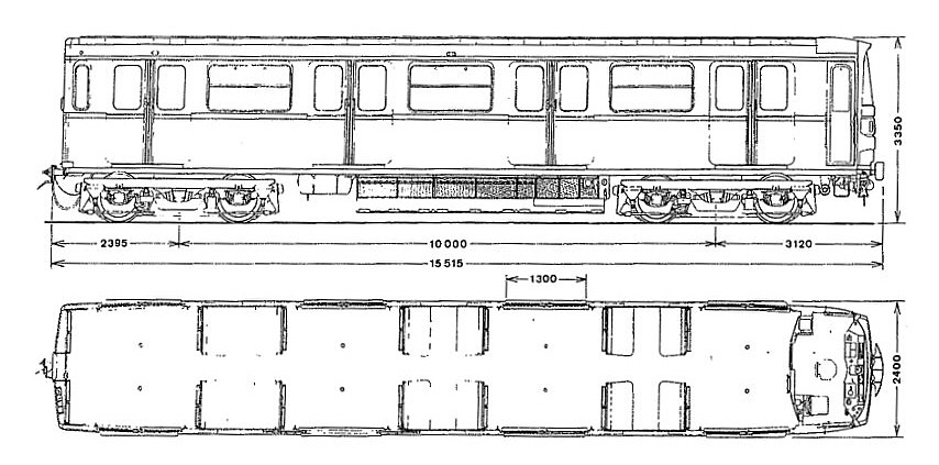 Diagramme d'une motrice A2 avec loge "M".