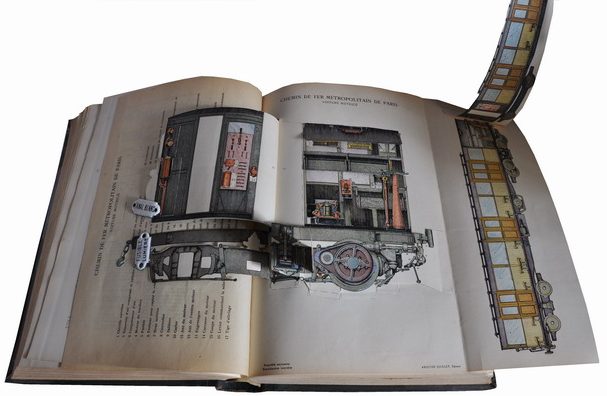 Vue éclatée d'une voiture Sprague en papier. Encyclopédie pratique d’électricité, d'Henri Desarces.